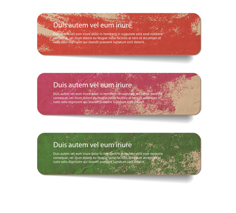 矢量三色水彩的纸质横幅设计
