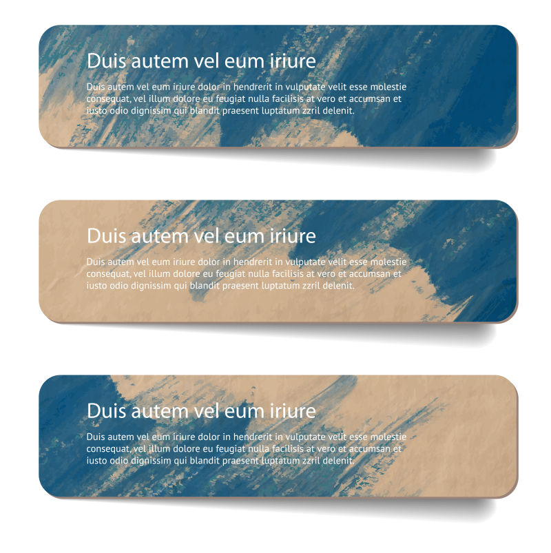 矢量涂了蓝色水彩的纸质横幅设计