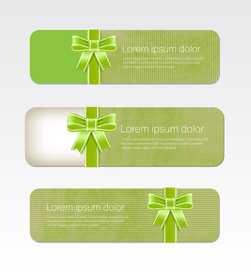 矢量绿色蝴蝶结元素的纸质横幅设计