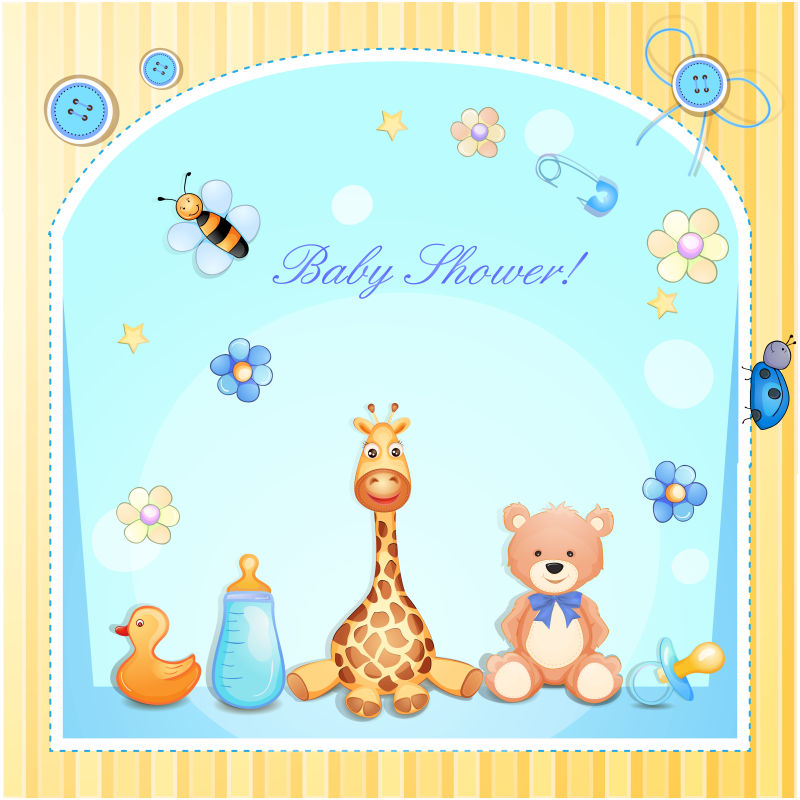 创意矢量卡通婴儿元素的卡通请帖设计