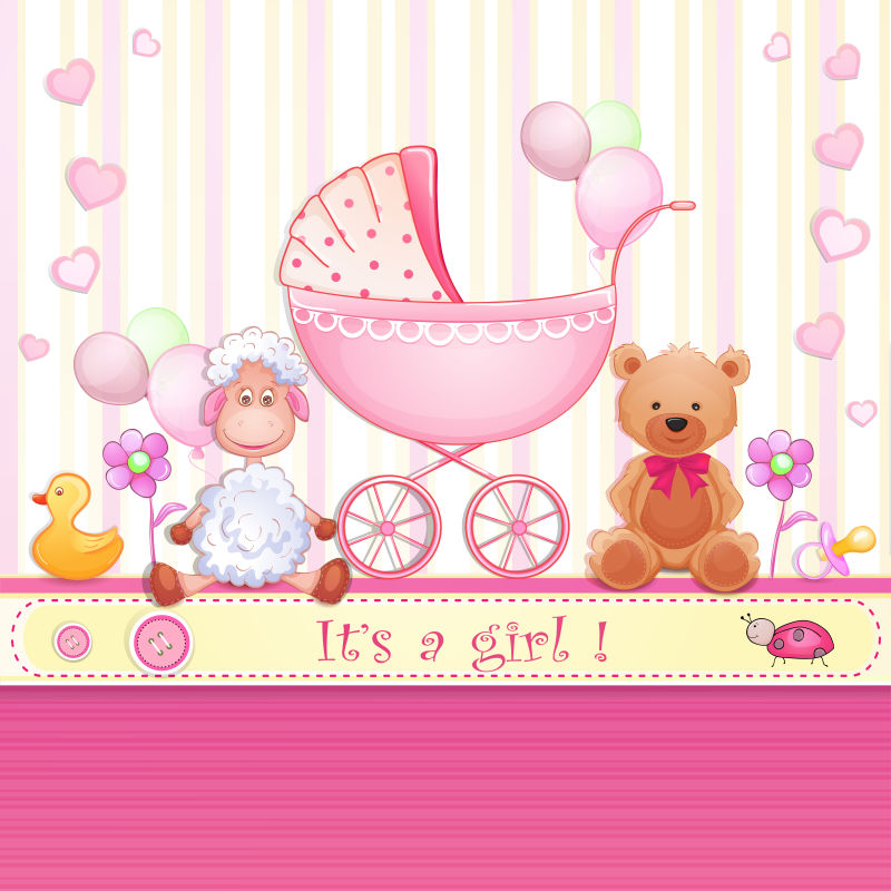 创意矢量婴儿卡通邀请卡设计