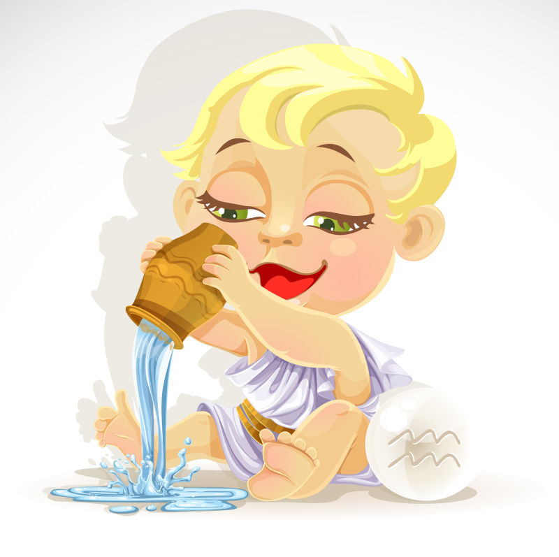 婴儿星座水瓶座矢量