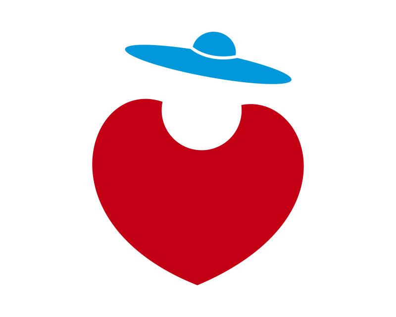 矢量心型上的帽子