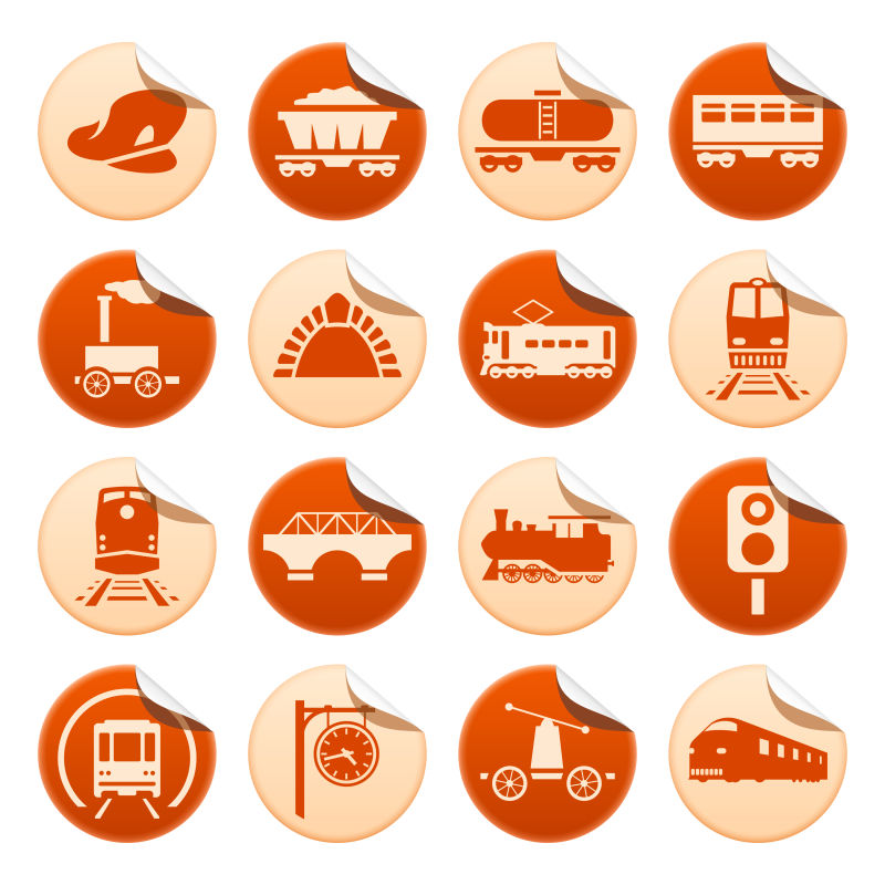 矢量橙色,交通工具图标