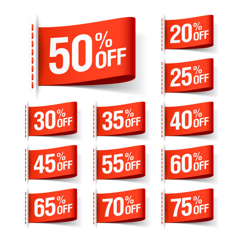 矢量的红色折扣横幅设计