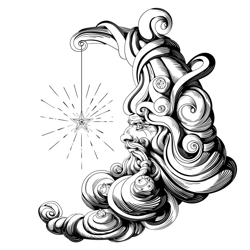 哥特式月亮矢量插图