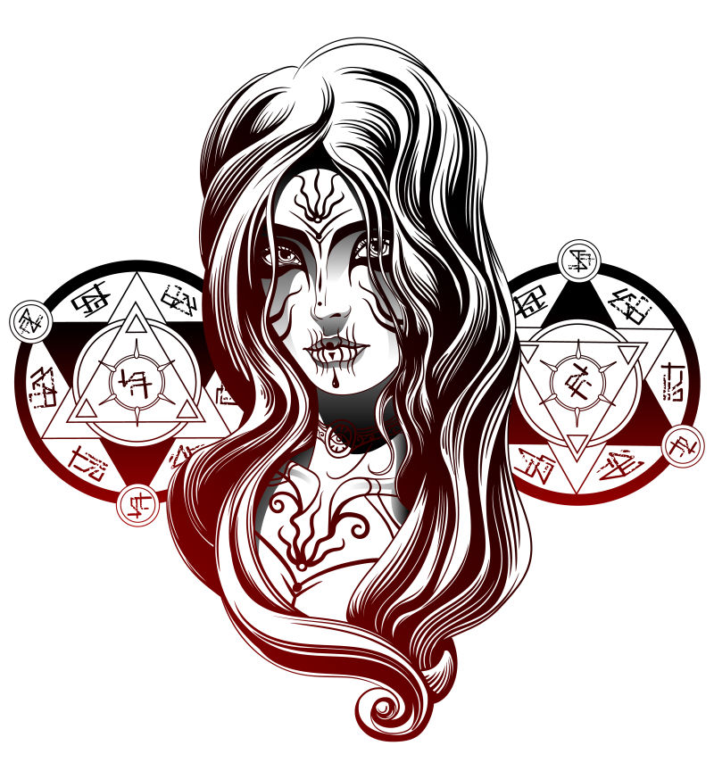 矢量的手绘哥特女孩