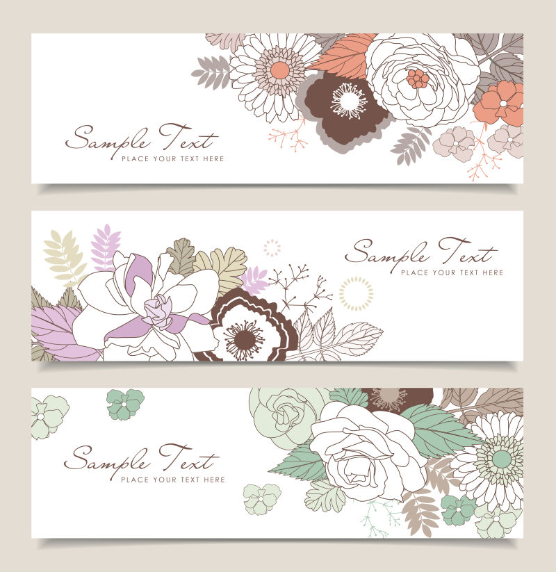 矢量古典花卉元素的设计卡片设计