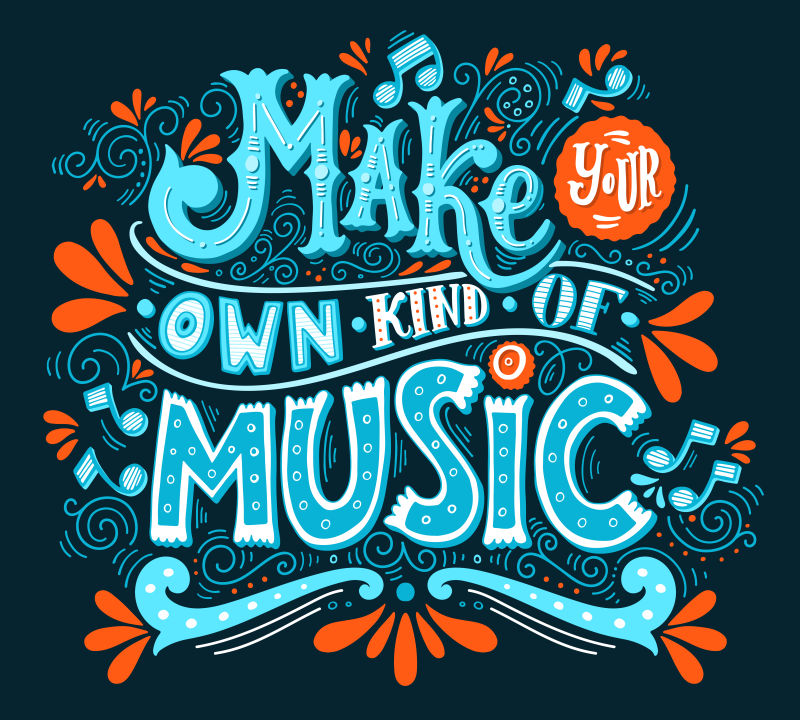 矢量设计手绘励志音乐标志