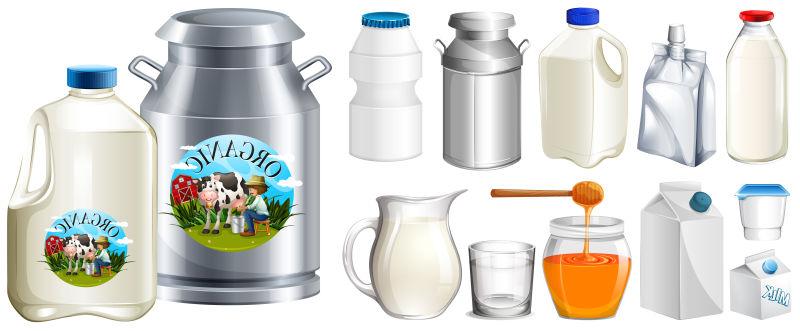 矢量各种奶制品