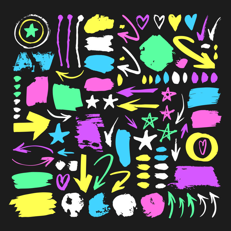 创意矢量手绘彩色图案设计元素