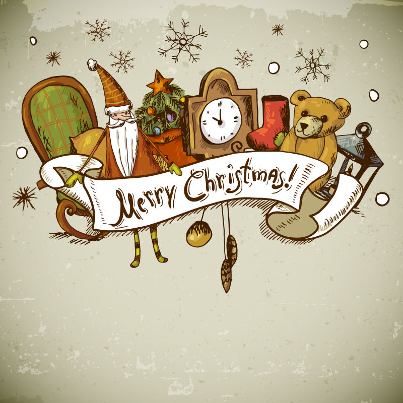 矢量手绘新年贺卡