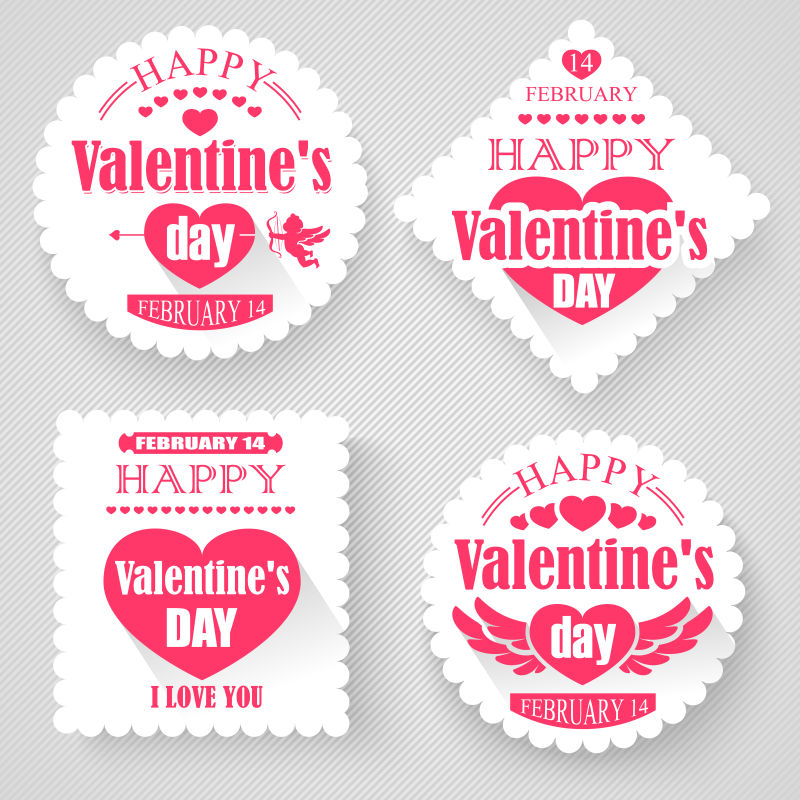 矢量的创意情人节标签设计