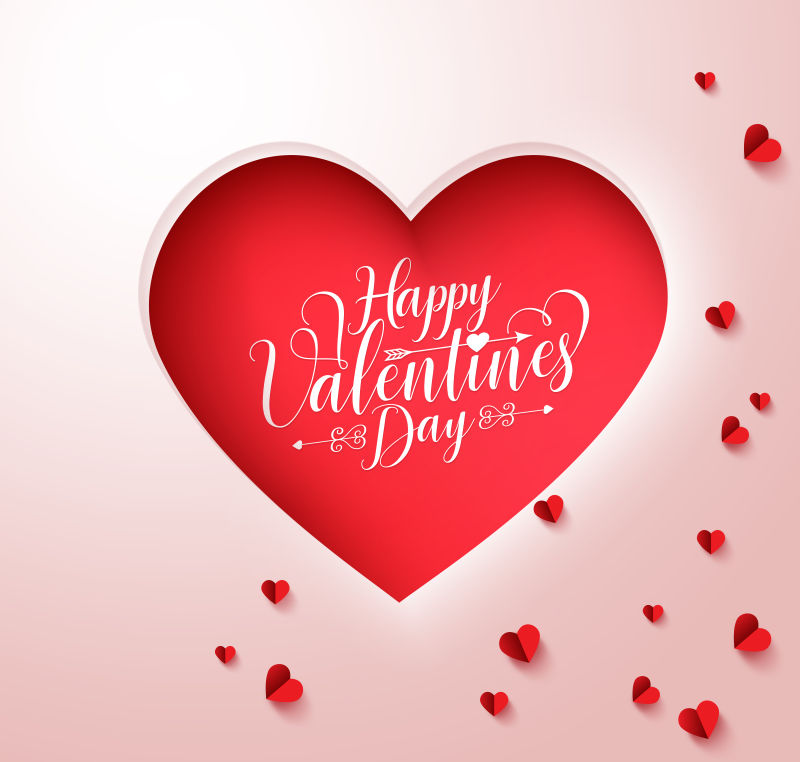 红色心形图案插图矢量设计