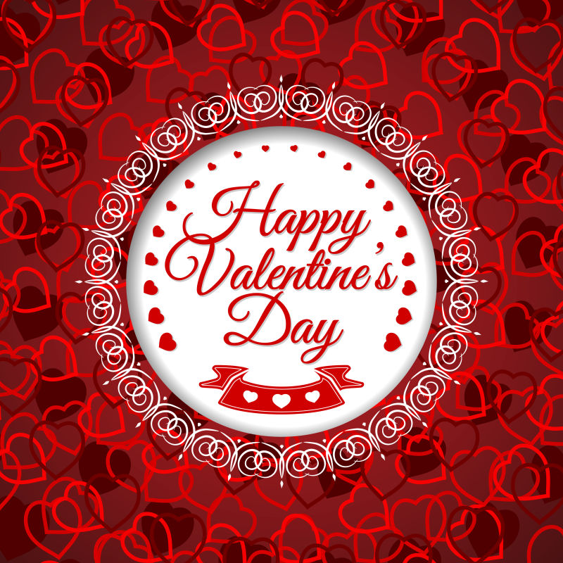 矢量红心装饰的情人节请帖设计