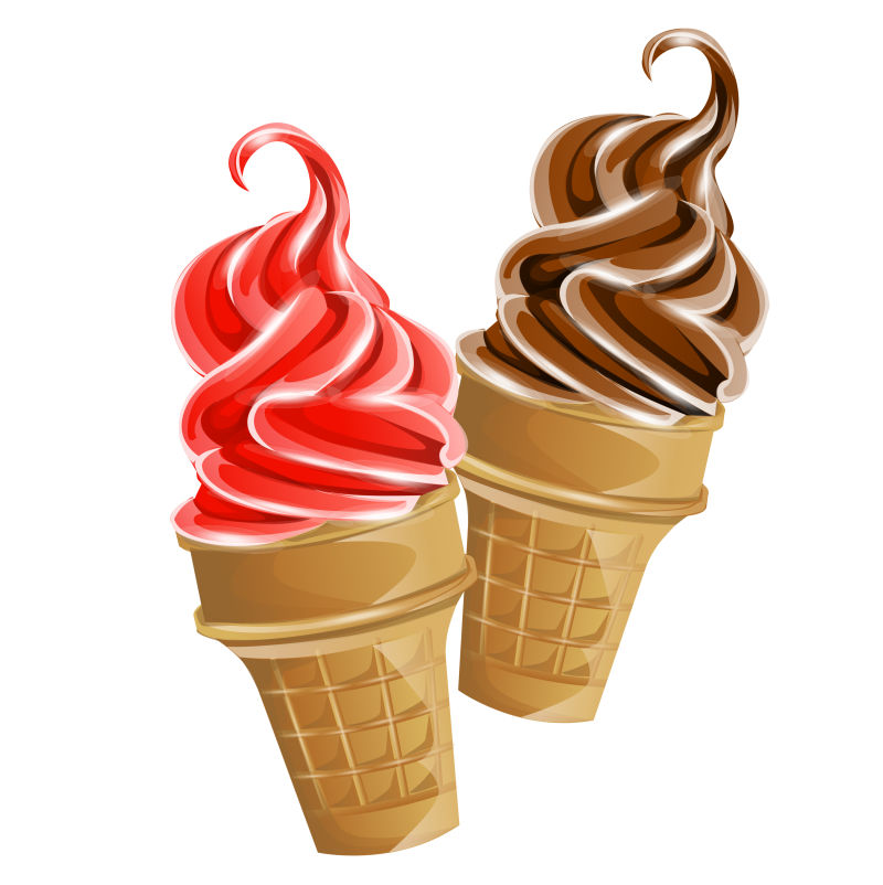矢量美味的冰淇淋甜筒插图