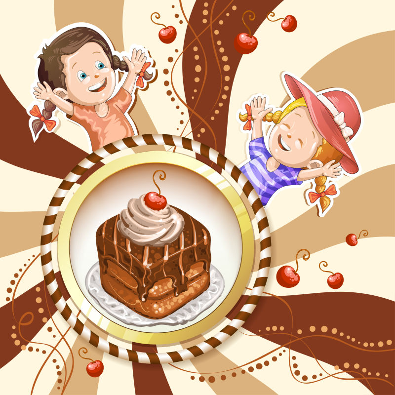 创意的巧克力蛋糕矢量插图