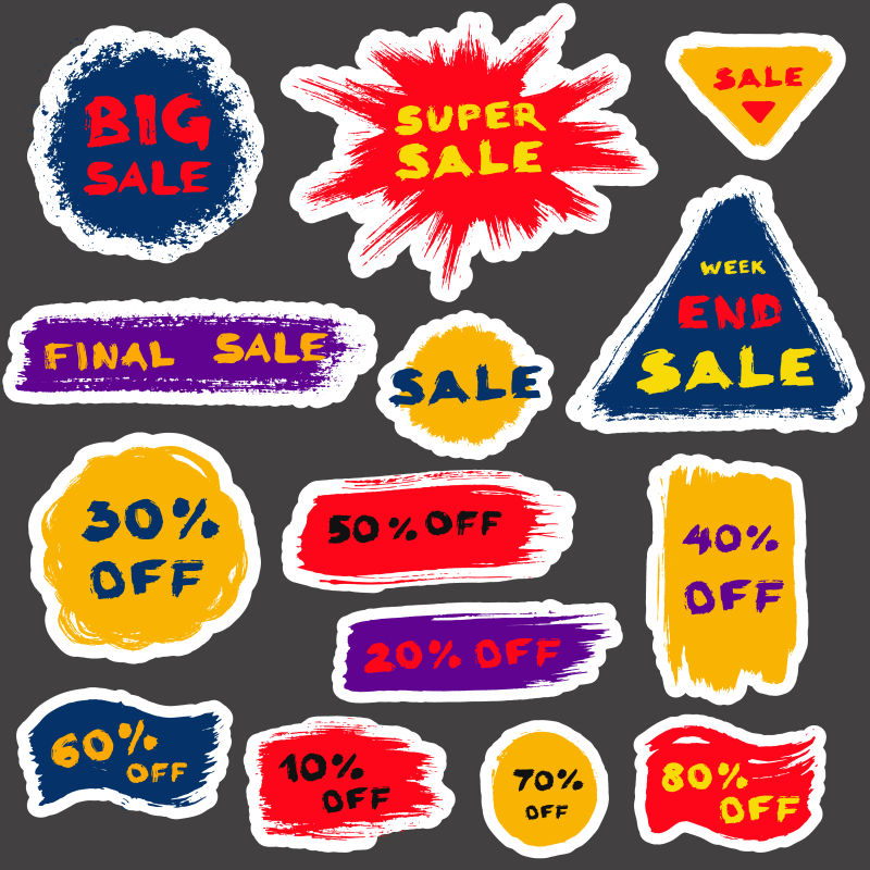 矢量销售标签油漆垃圾设计