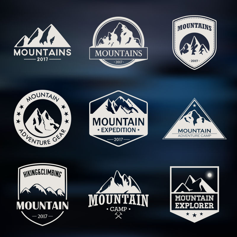 矢量户外探险标志设置