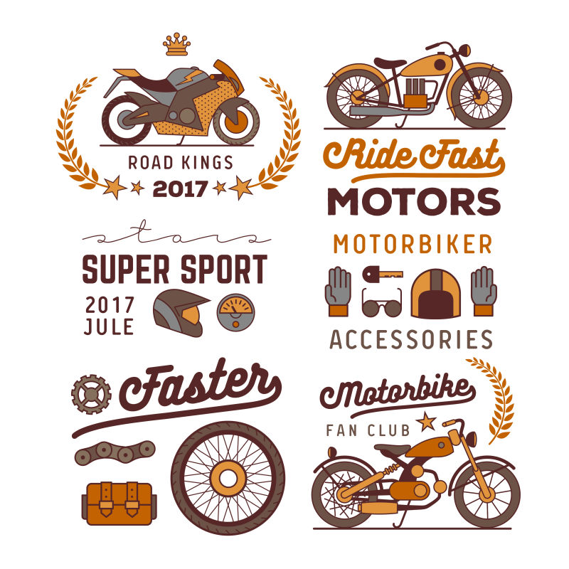 矢量摩托车标志集