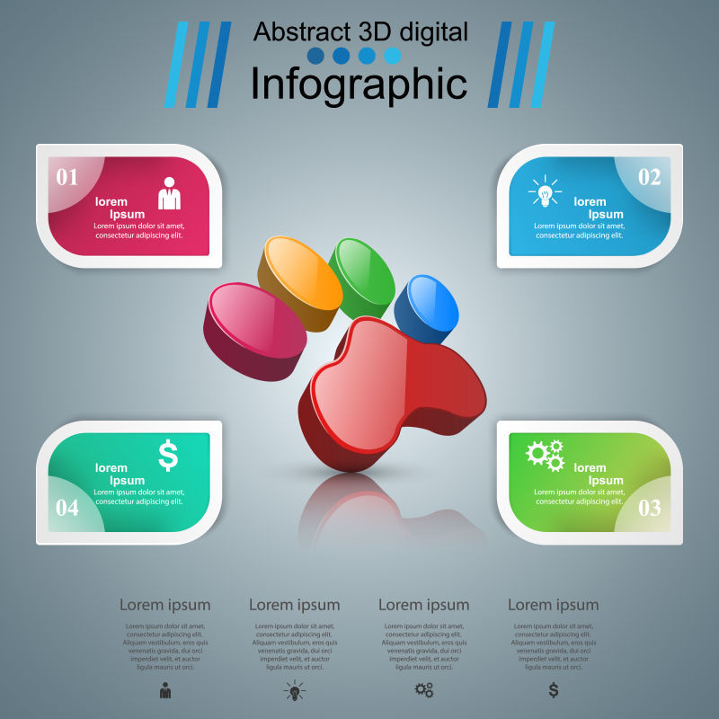 创意矢量彩色脚印元素的信息图表设计