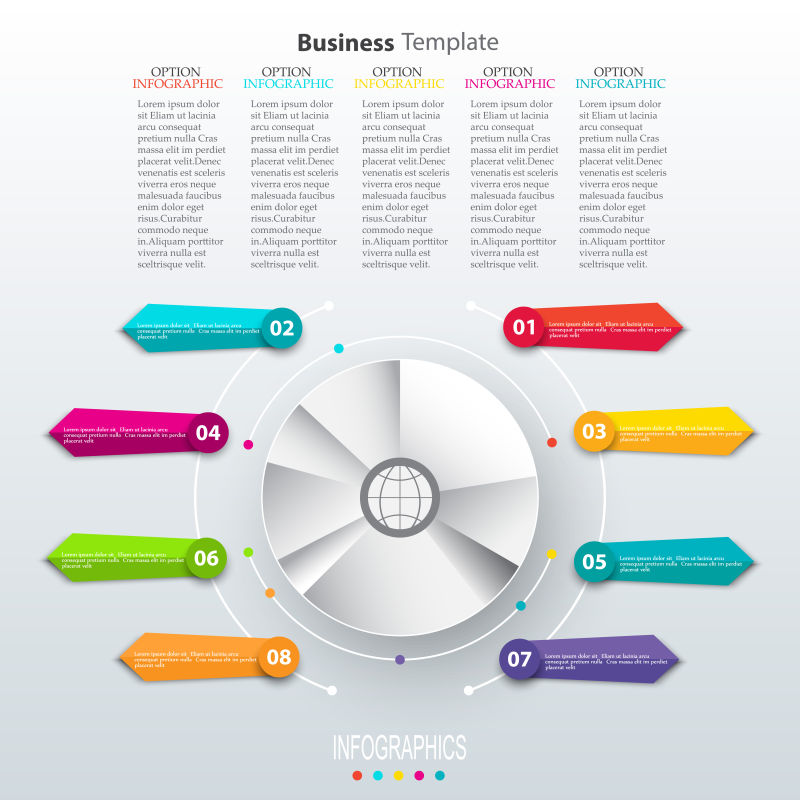 创意矢量现代纸片元素的信息图表设计