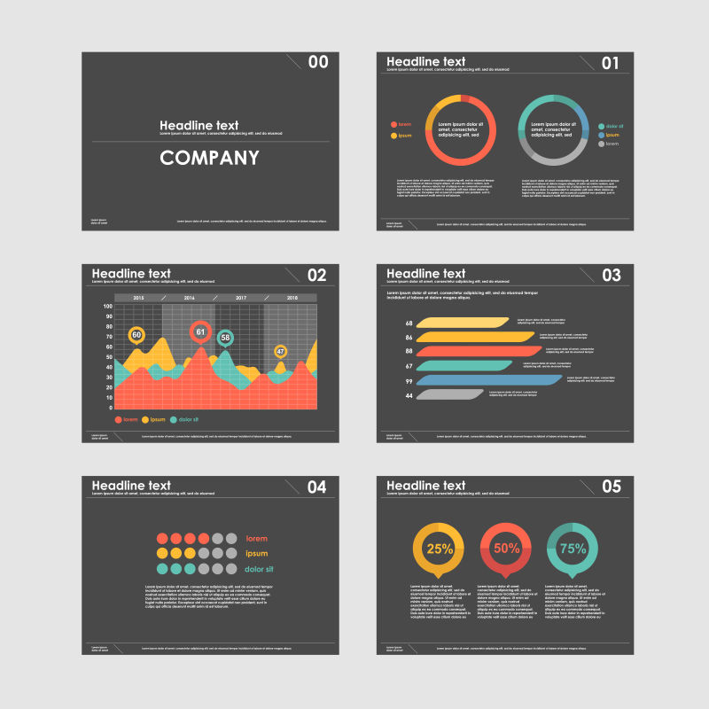 创意矢量现代商业元素的幻灯片设计