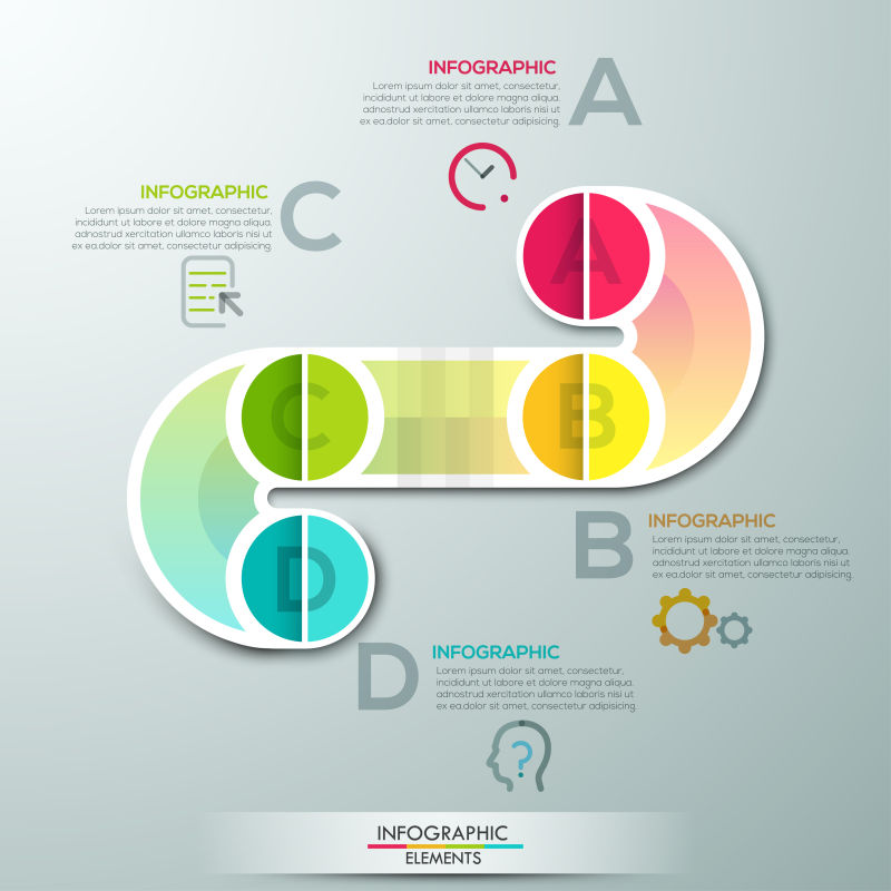 矢量彩色圆形色度渐变的信息图表设计