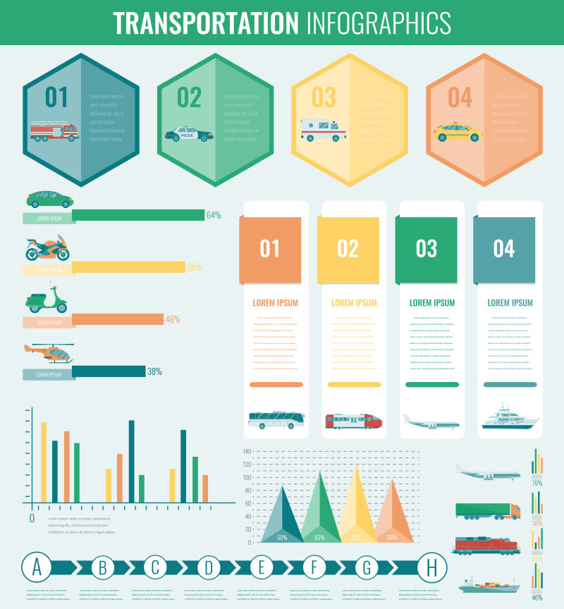 创意矢量交通信息图表