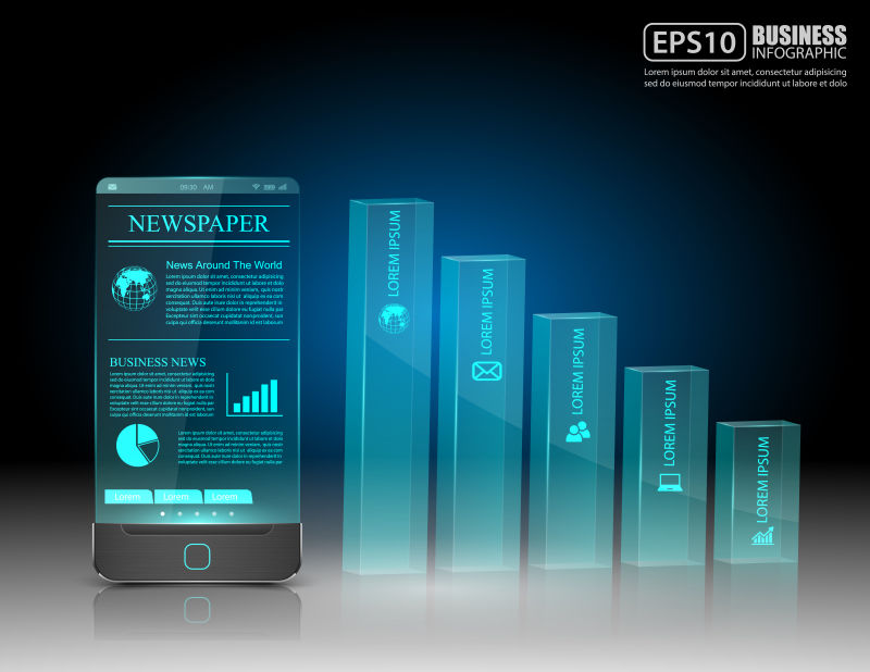 矢量具有商业图形的智能手机