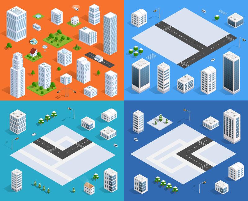 立体城市三维城域立体集的矢量