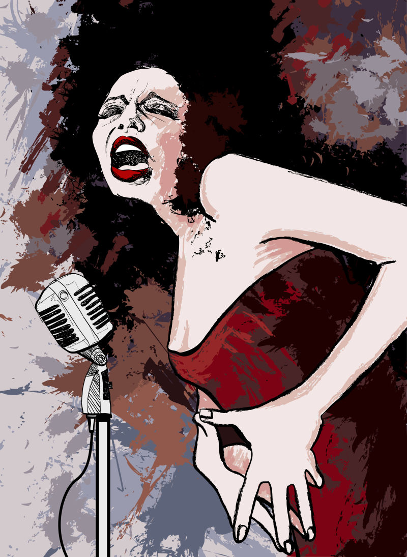 矢量的爵士乐女歌手