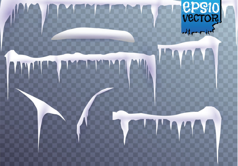 矢量不同地方凝结的冰雪设计元素