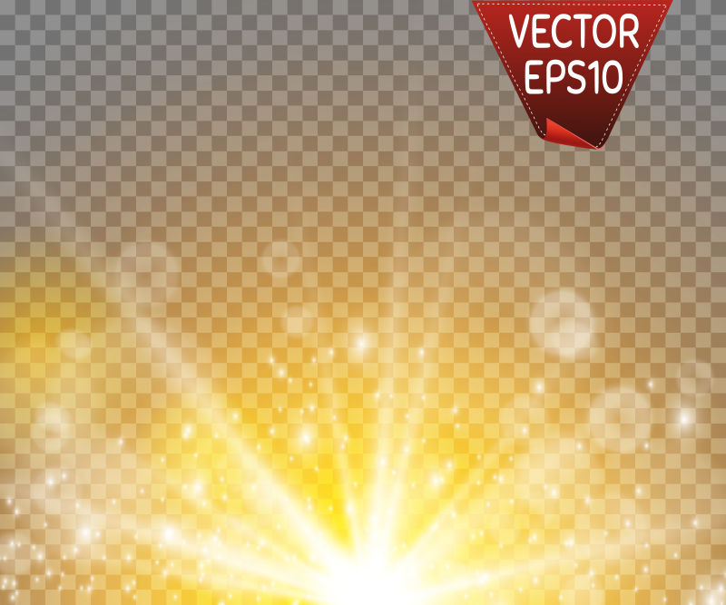矢量黄色迸发的耀眼光芒设计元素