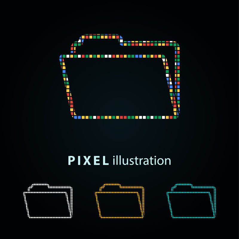 矢量彩色文件夹像素图标