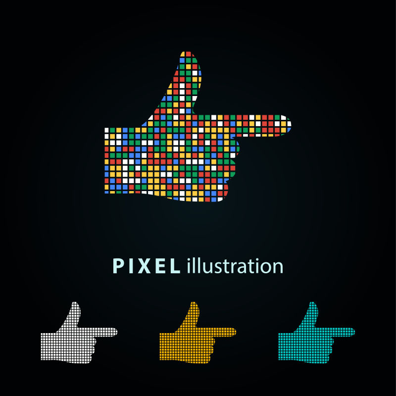 矢量彩色手绘标志像素图标