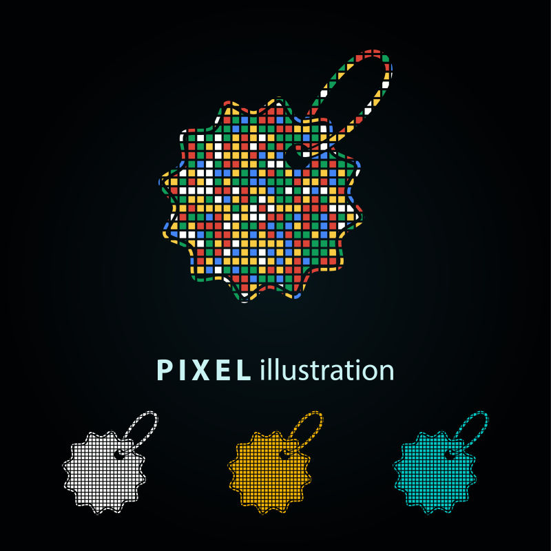 矢量彩色价格标签像素图标