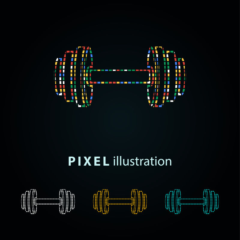 矢量彩色哑铃像素图标