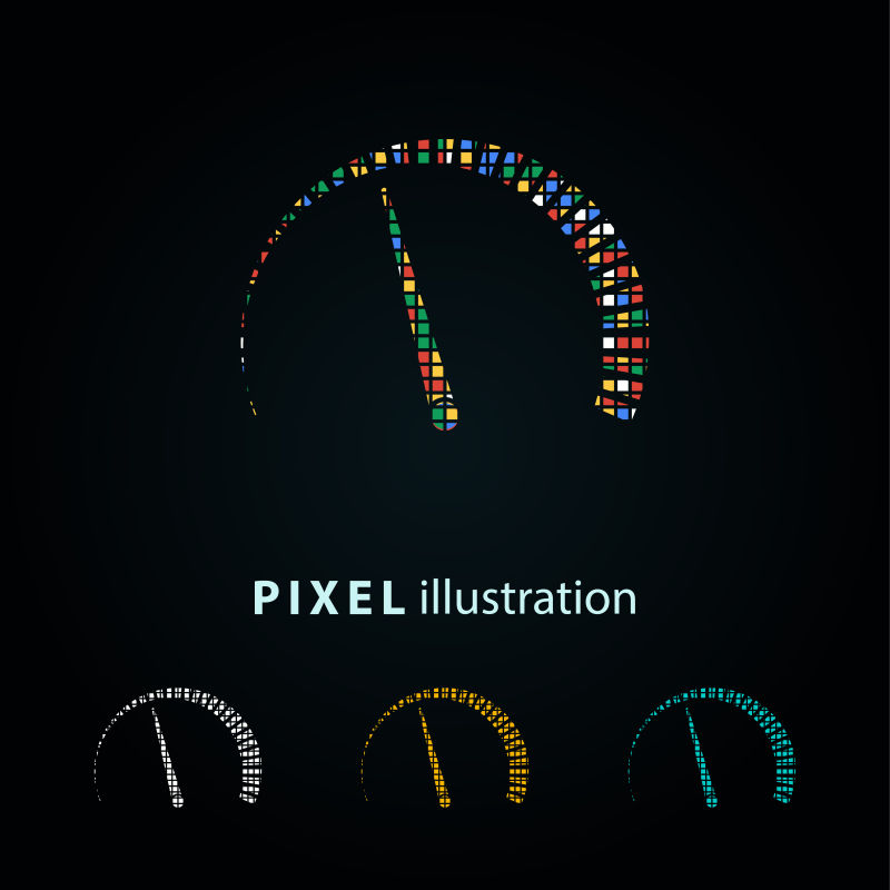 矢量彩色速度计像素图标
