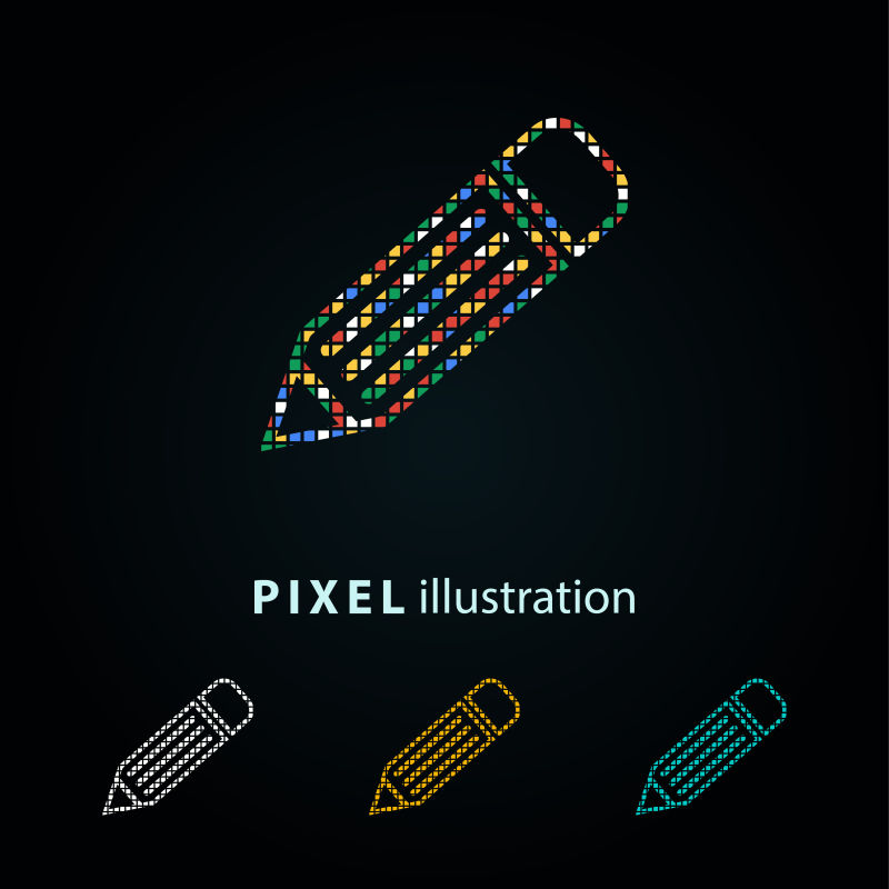 矢量彩钢笔色像素图标