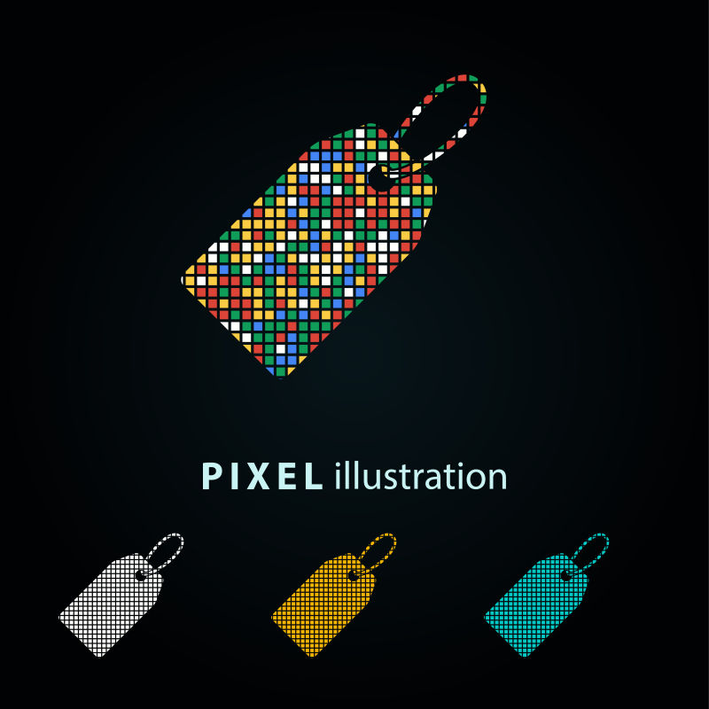 矢量价格标签彩色像素图标