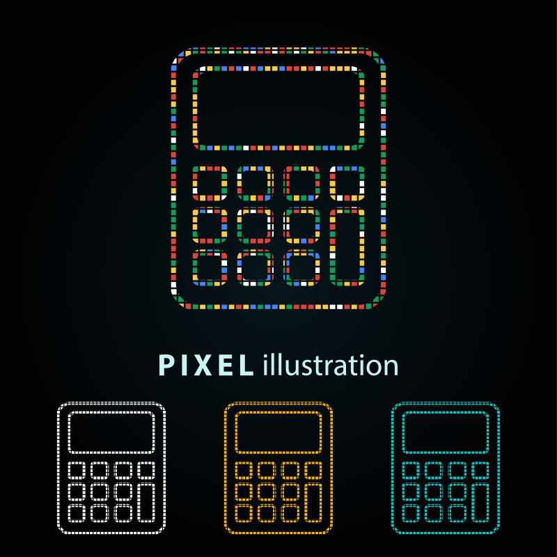 矢量彩色计算器像素图标