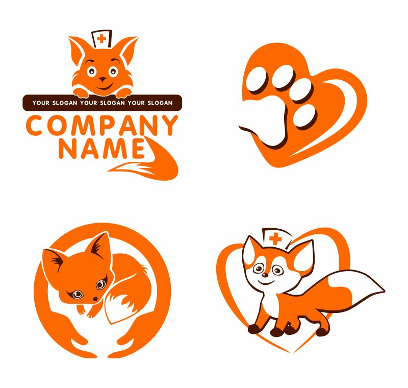 创意的狐狸主题标志矢量设计