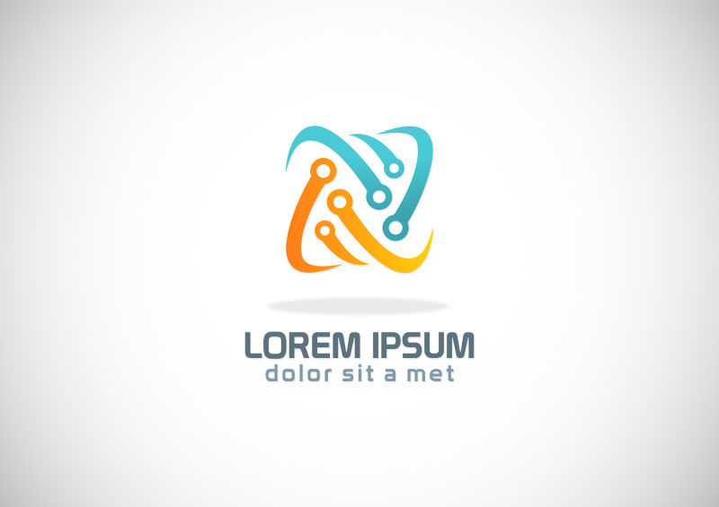 圆点连接技术标志矢量插图