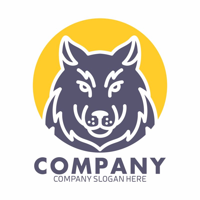 矢量灰狼头像logo设计