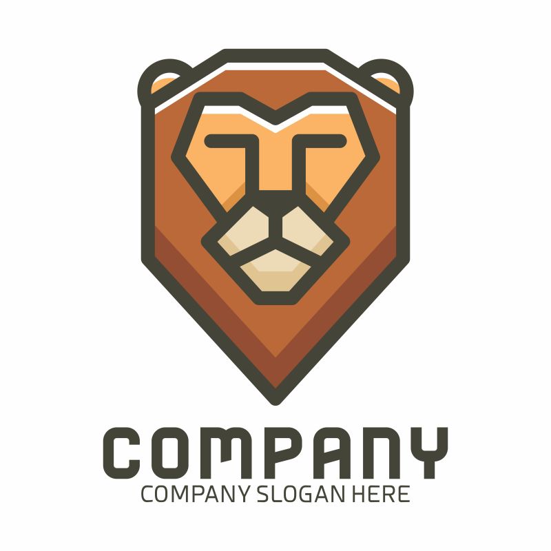 矢量狮子头像logo设计