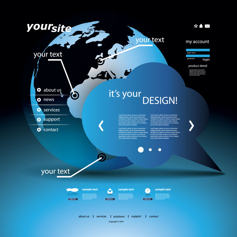 创意全球商业主题的矢量网站设计