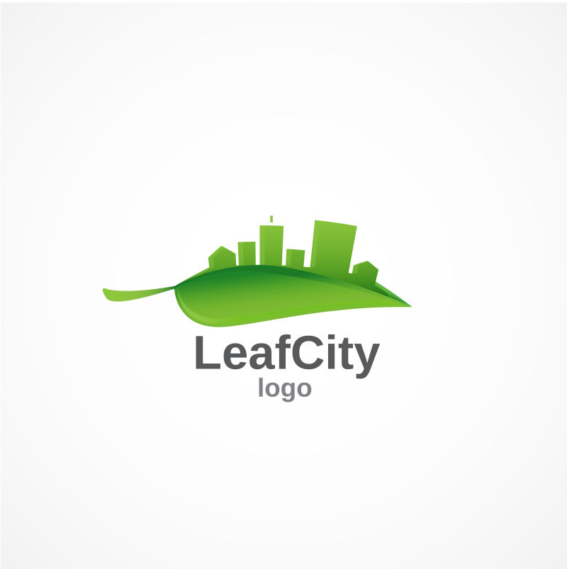 树叶上的城市矢量创意logo设计