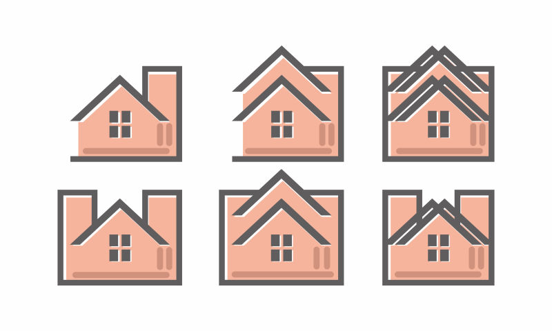 不同造型的建筑标志矢量创意logo设计