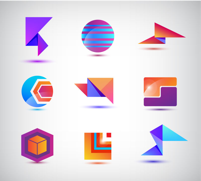 几何形状抽象折纸矢量创意logo设计